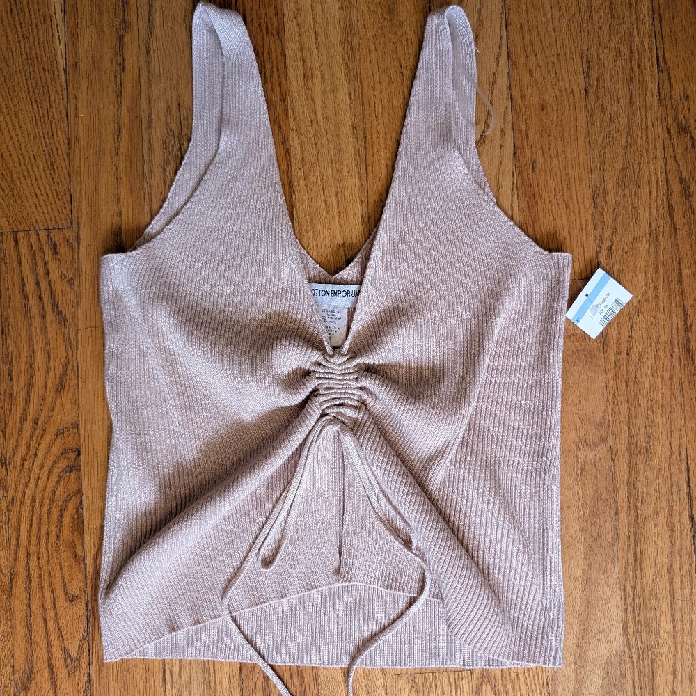Cotton Emporium Light Pink Ribbed Tank Top Large - Picture 3 of 7
